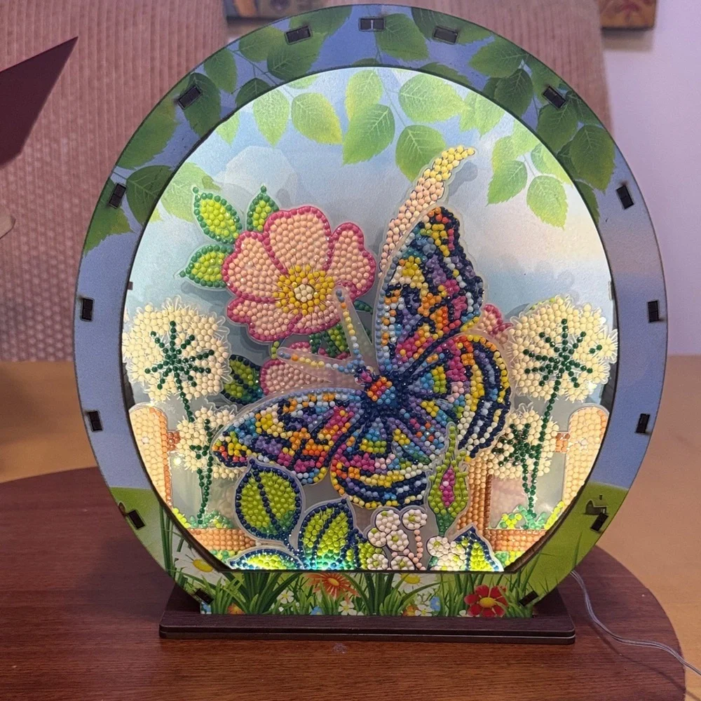 Finished 3D light up spring butterfly/flowers diamond art - Picture 1 of 7